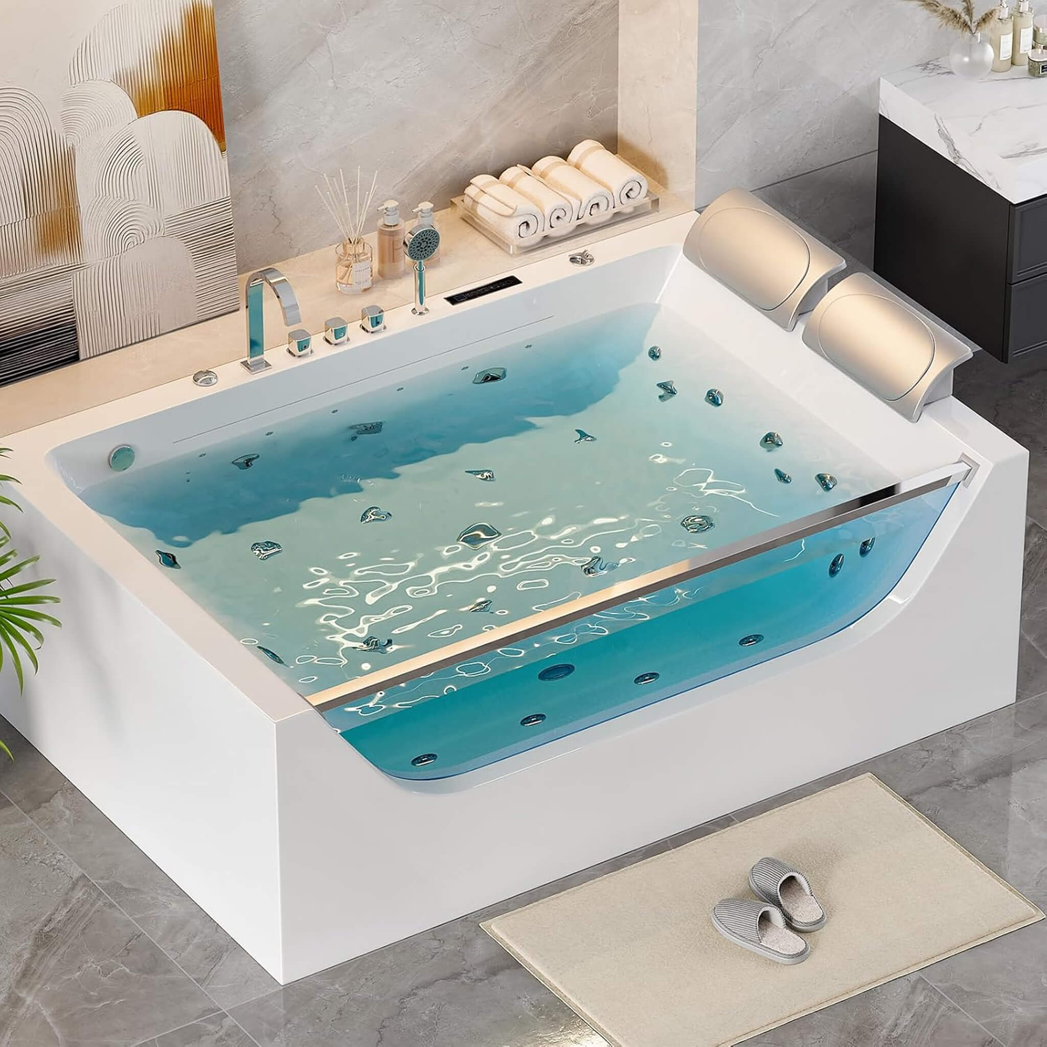 Alora Novara 71" 2-Person Jetted Whirlpool Tub – Massage & Thermostat