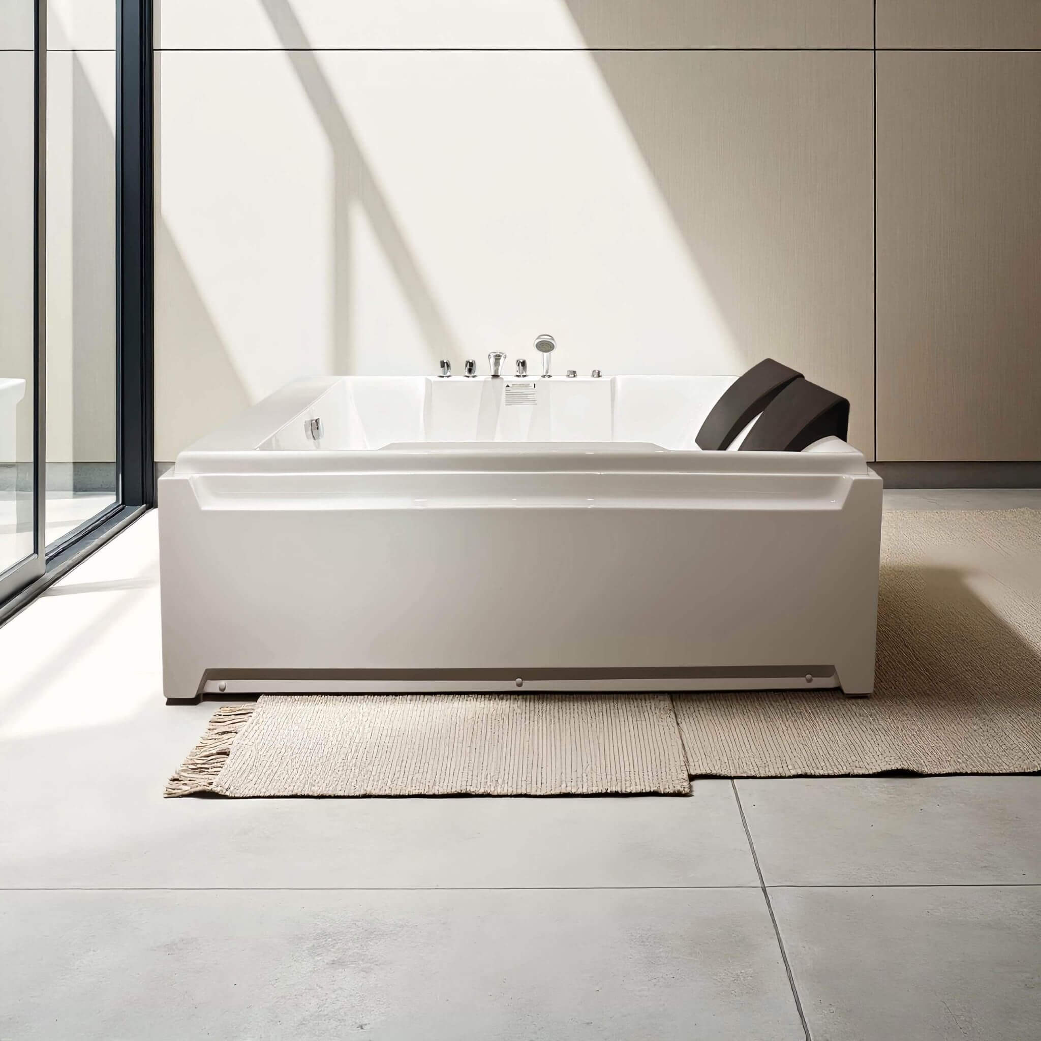 Alora Sapphire 73" 2-Person Luxury Whirlpool Jetted Bathtub – Hydro Massage & Chromatherapy
