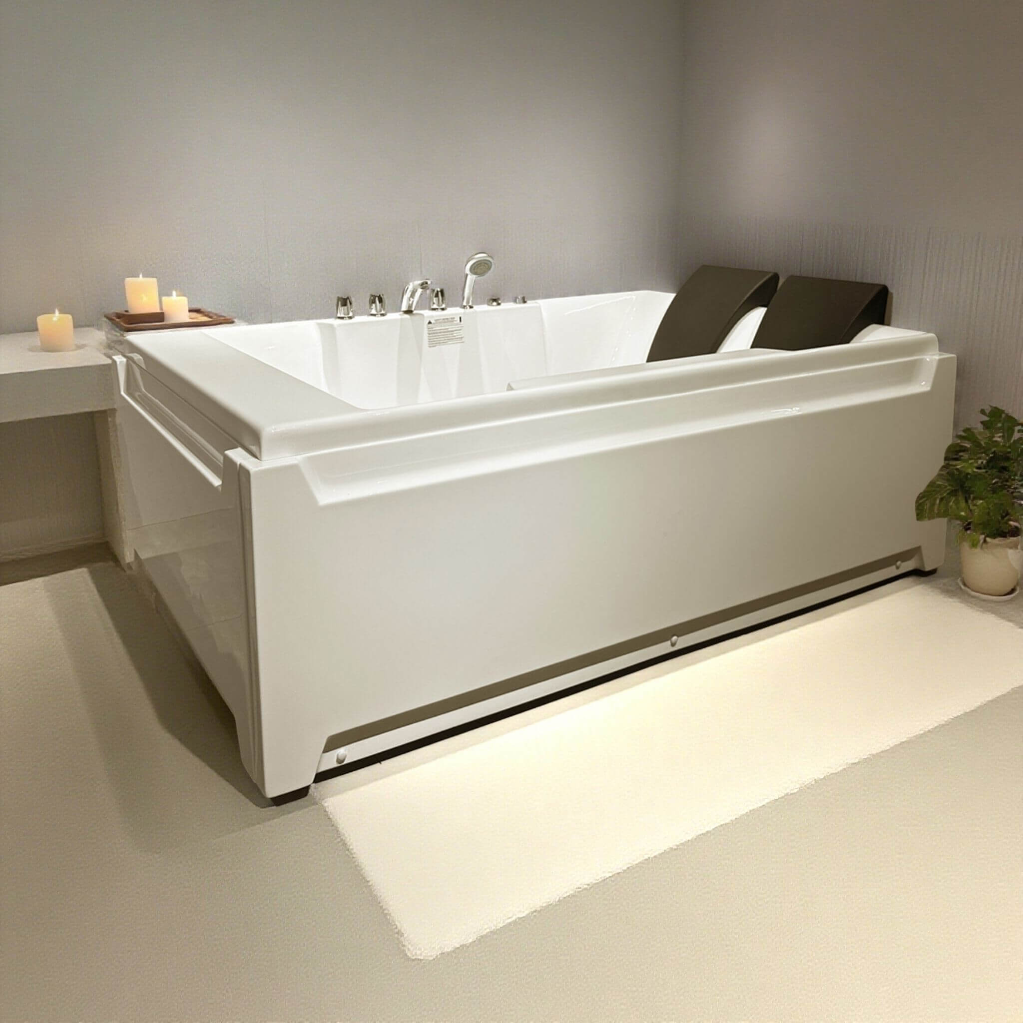 Alora Sapphire 73" 2-Person Luxury Whirlpool Jetted Bathtub – Hydro Massage & Chromatherapy