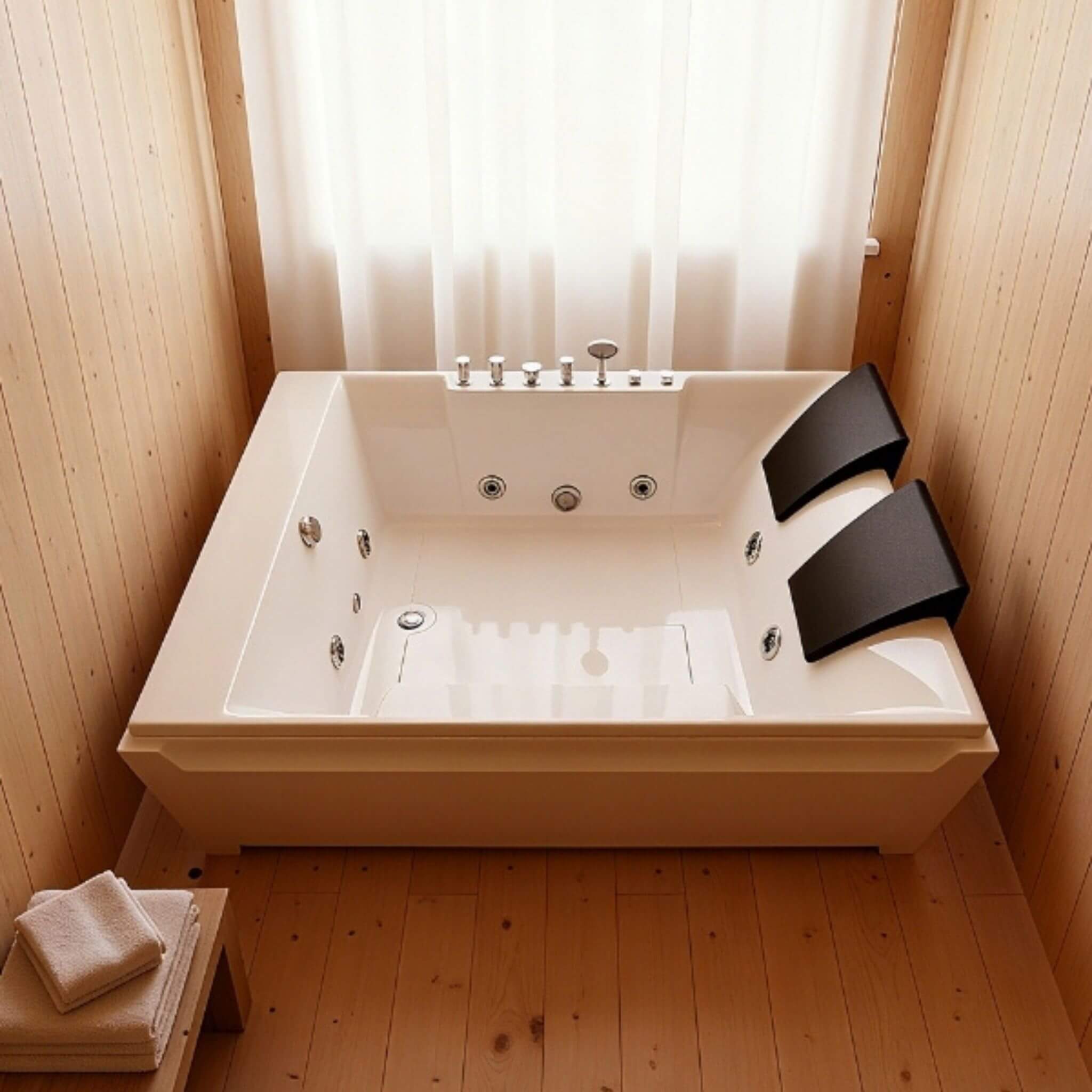 Alora Sapphire 73" 2-Person Luxury Whirlpool Jetted Bathtub – Hydro Massage & Chromatherapy
