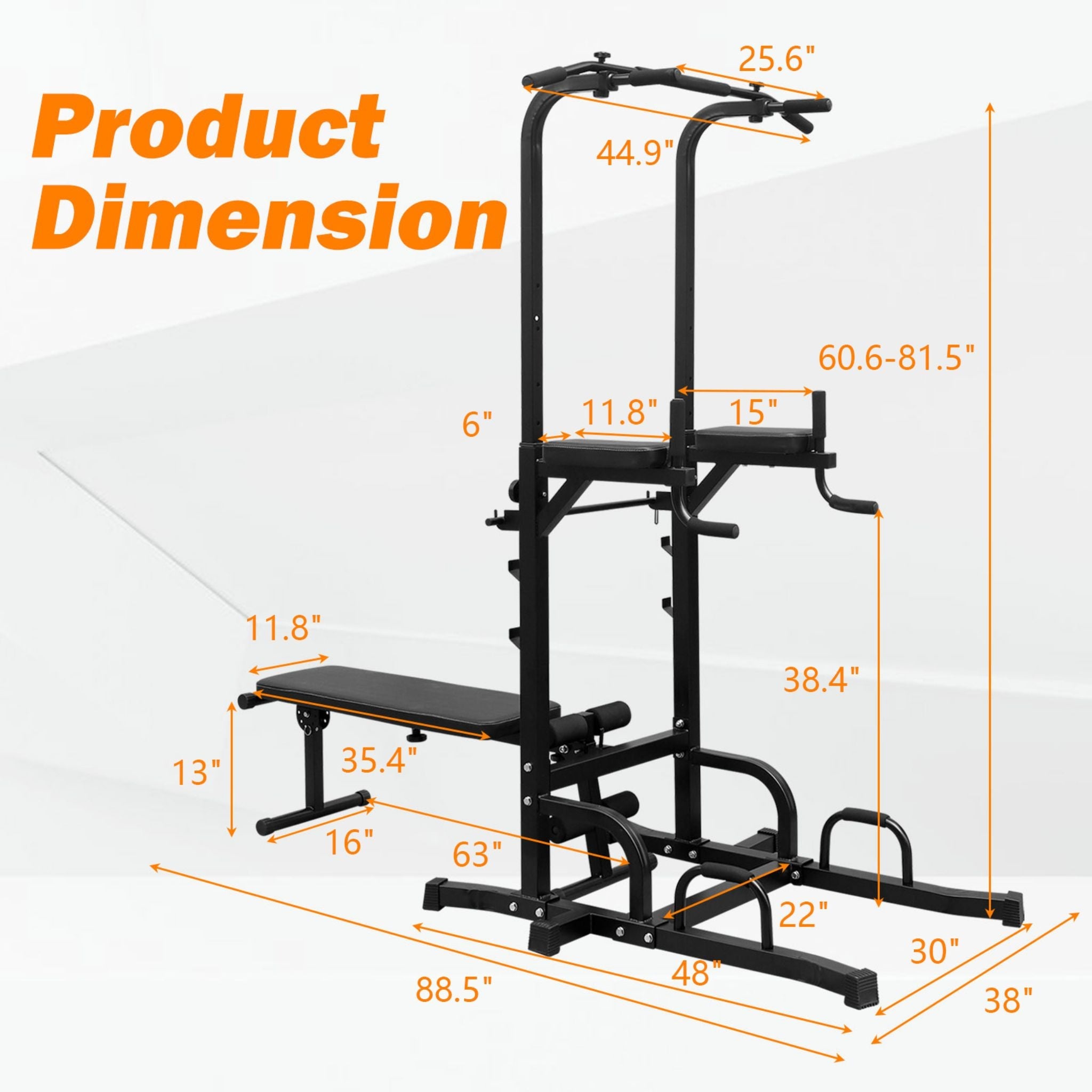 Rovix Power Tower Dip Station – Pull-Up Bar, Bench & Adjustable Height