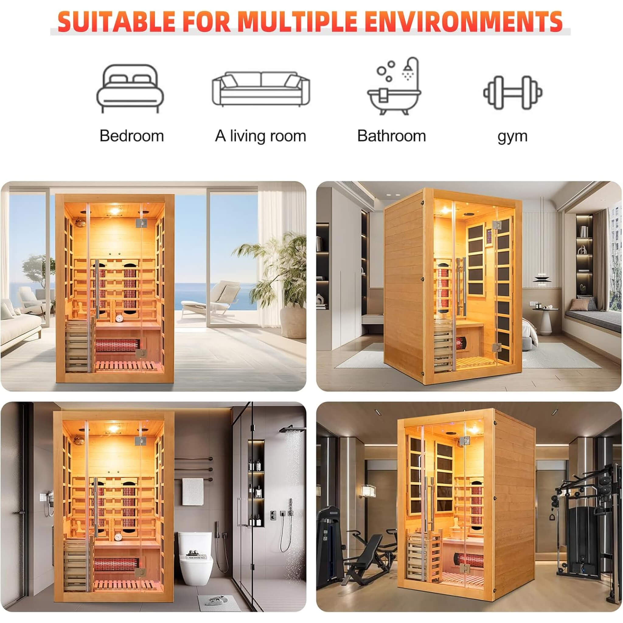 3-Person Rövia Aurora Indoor Hybrid Sauna – Infrared & 4.5KW Steam Heater