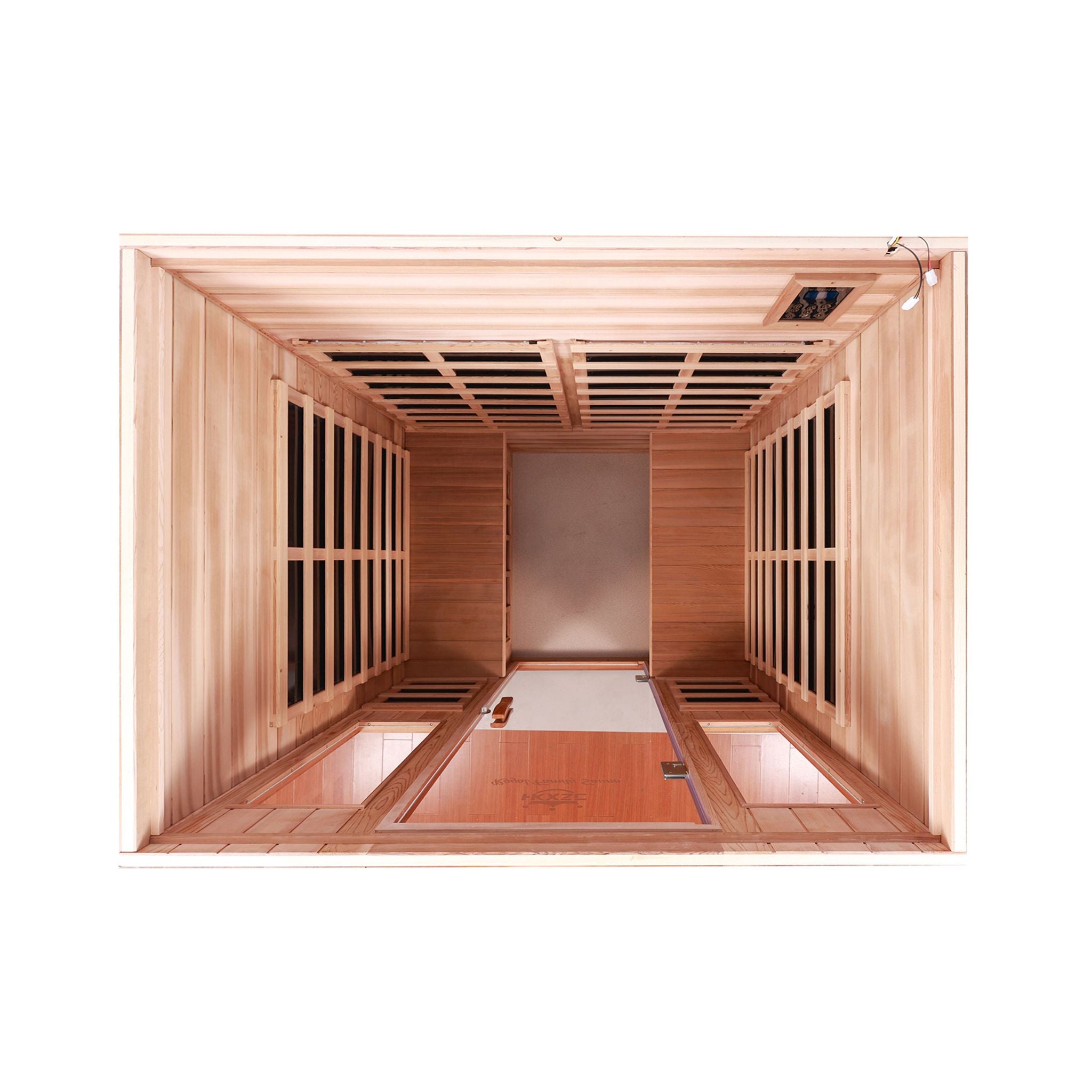 4-Person Thermora Kairo Outdoor Infrared Hemlock Sauna – Tempered Glass Door