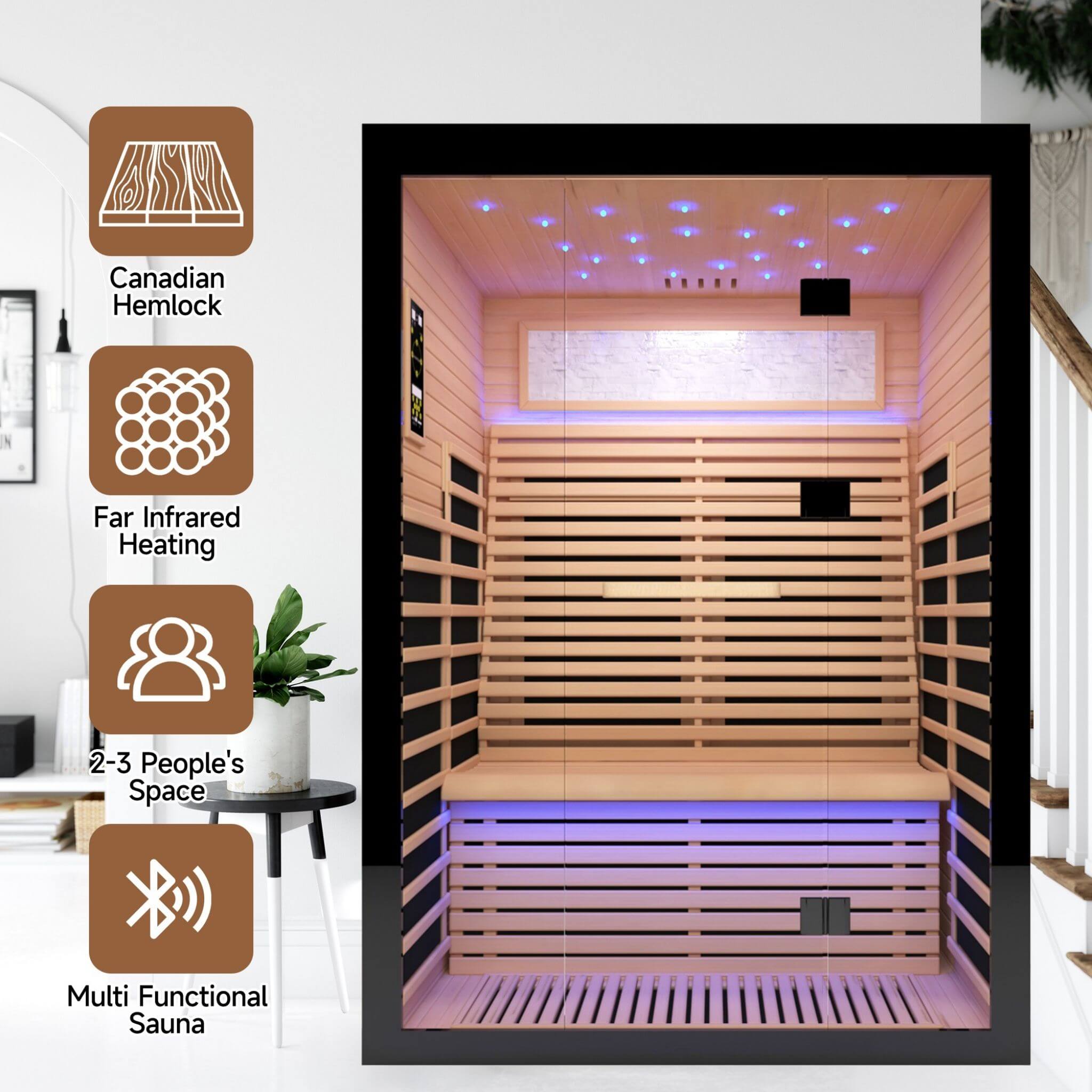 2-Person Thermora Vapor Luxury Home Infrared Sauna – Canadian Hemlock Wood